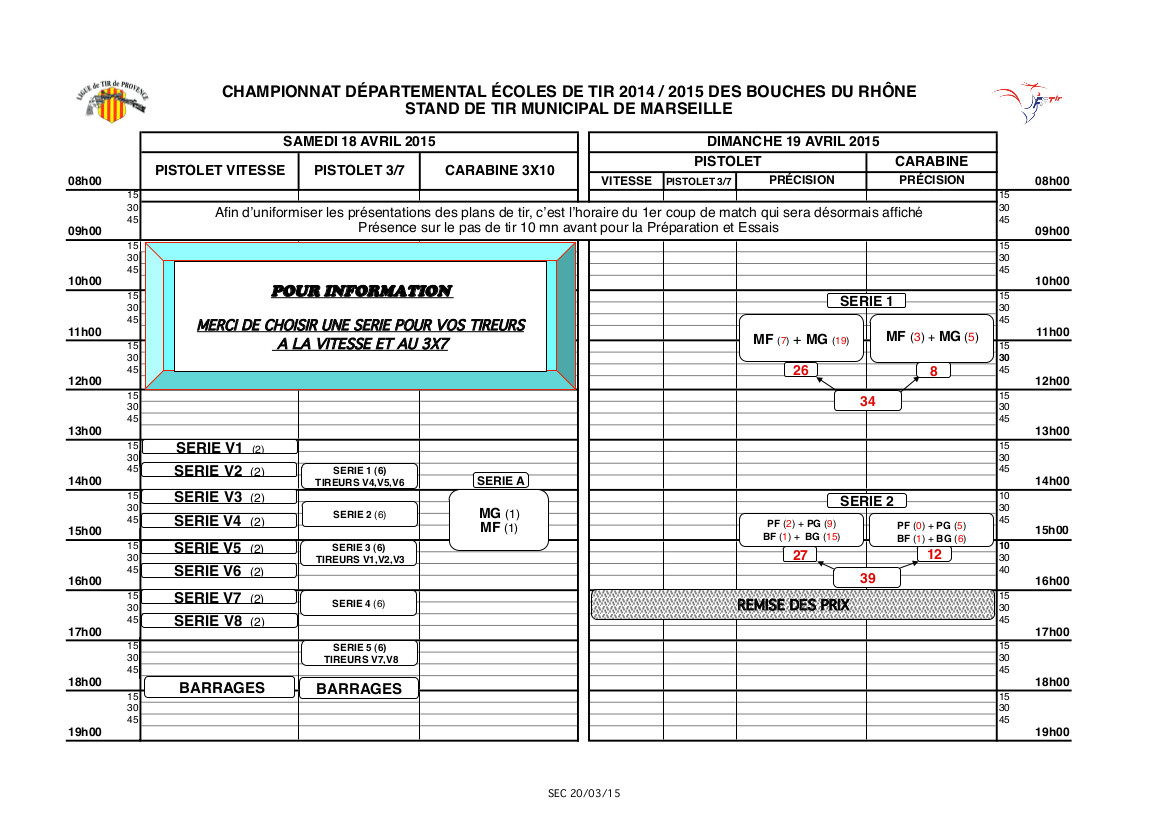 Plan de tir départementaux 2014-2015 EDT