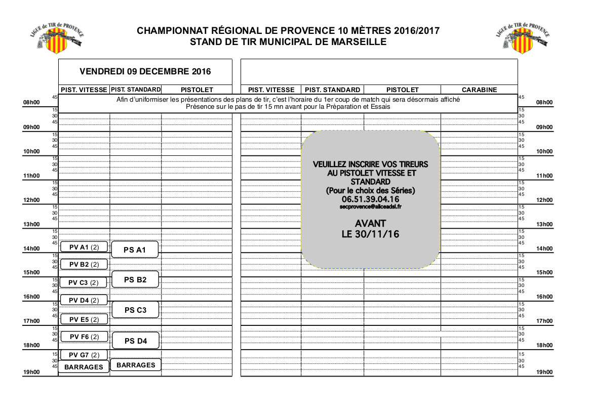 Plan de tir régionaux 2016-2017