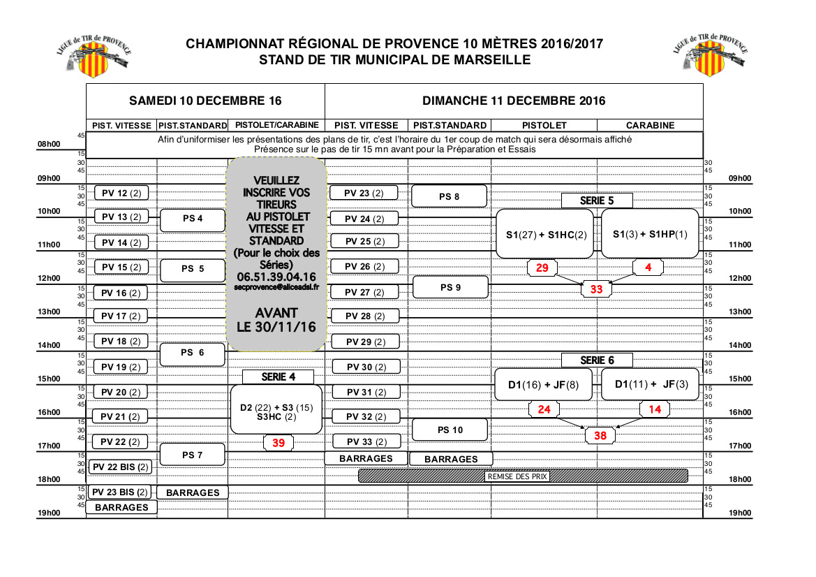 Plan de tir régionaux 2016-2017