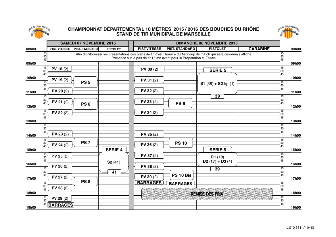 Plan de tir départementaux 13 2015-2016