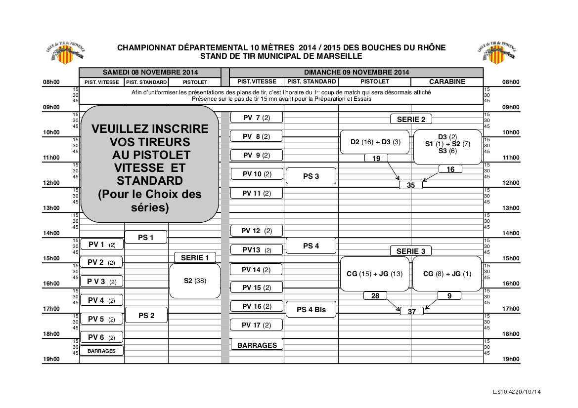 Plan de tir départementaux 13 2014-2015