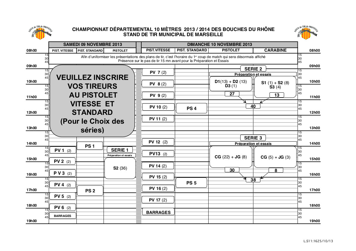 Plan de tir départementaux 13 2013-2014
