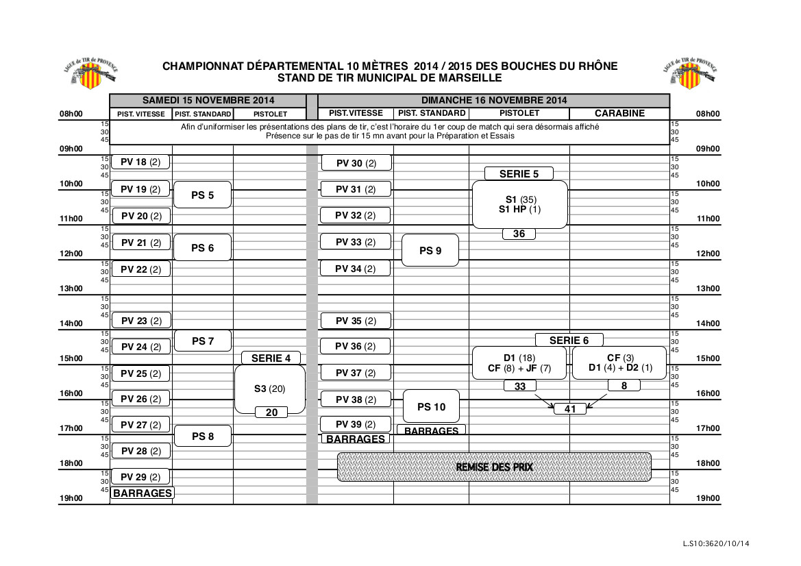 Plan de tir départementaux 13 2014-2015