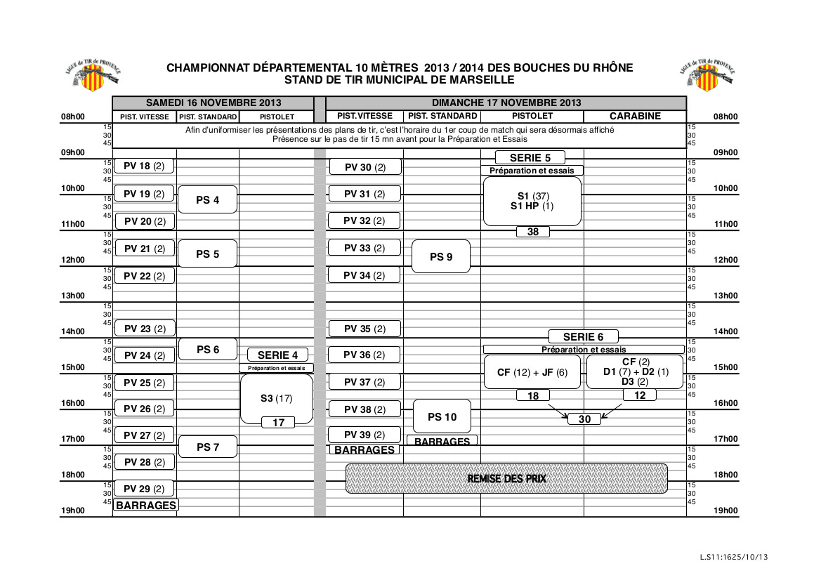 Plan de tir départementaux 13 2013-2014