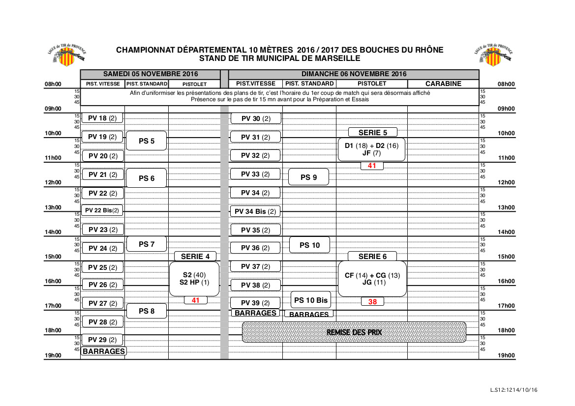 Plan de tir départementaux 13 2016-2017