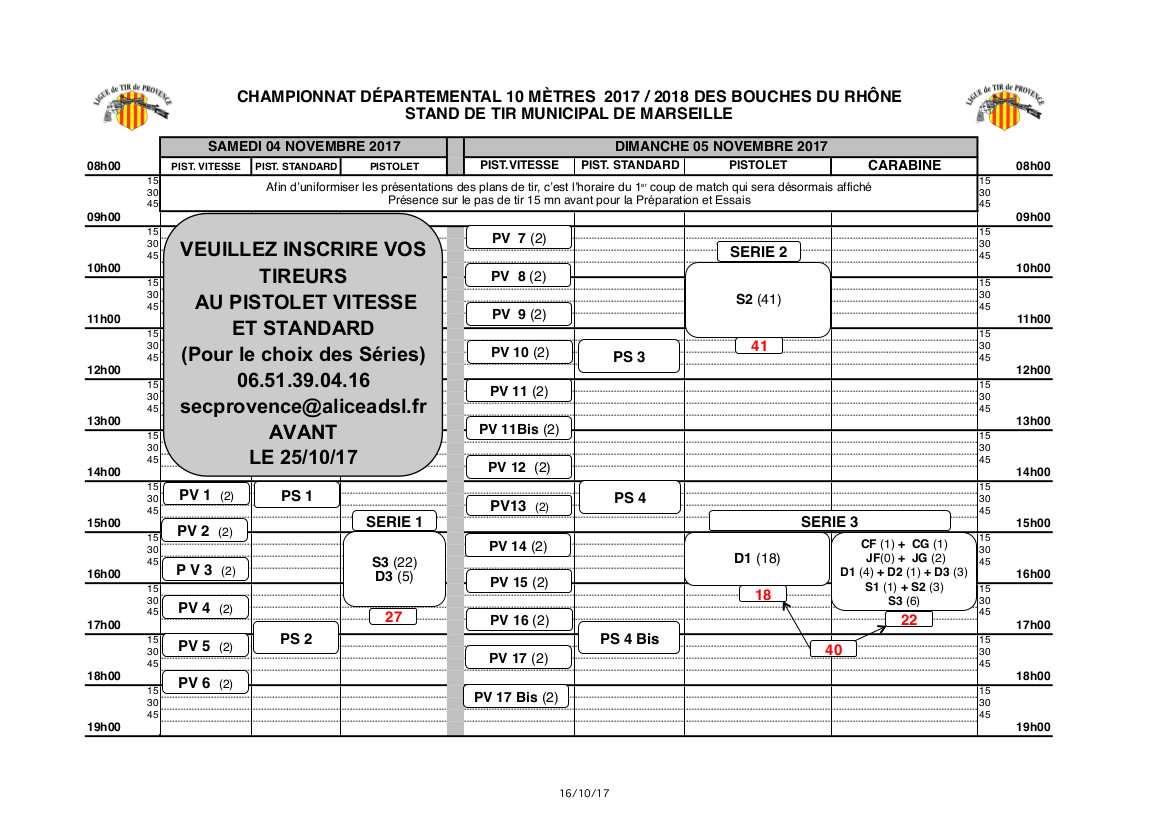 Plan de tir départementaux 13 2017-2018