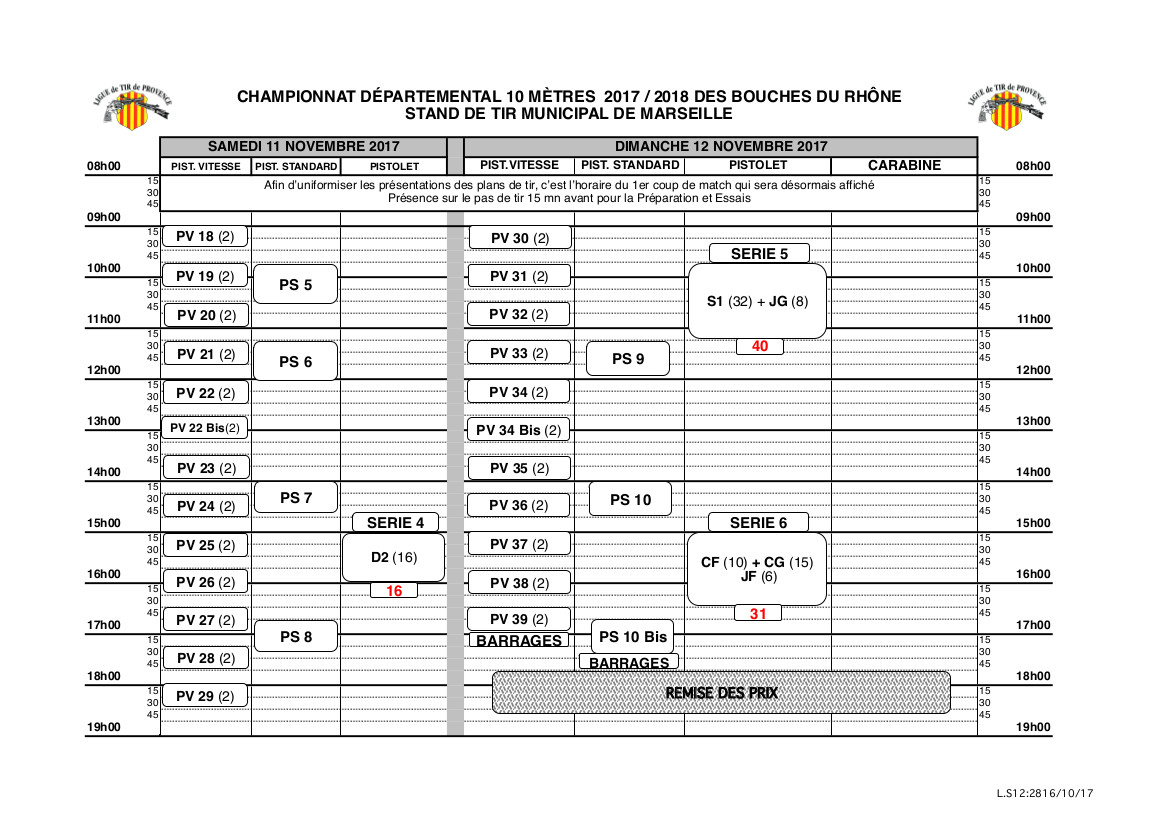 Plan de tir départementaux 13 2017-2018