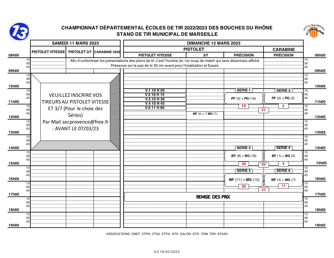 Plan de tir départementaux EDT