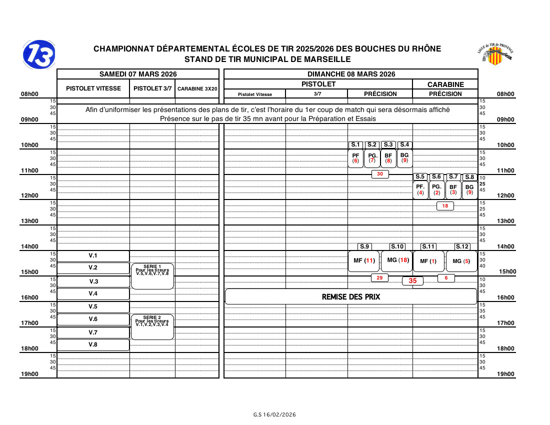 Plan de tir départementaux EDT