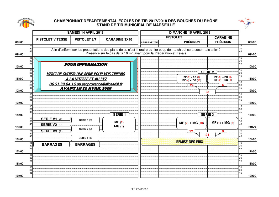 Plan de tir départementaux 2014-2015 EDT