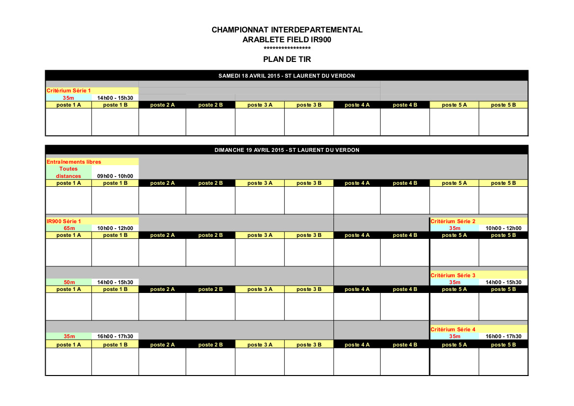 Plan de tir départementaux IR900 2014-2015