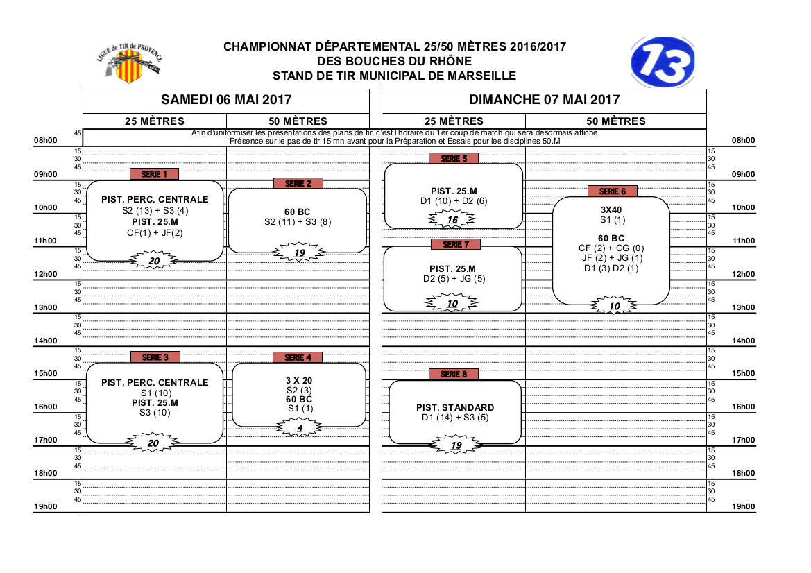 Plan de tir départementaux 2016-2017