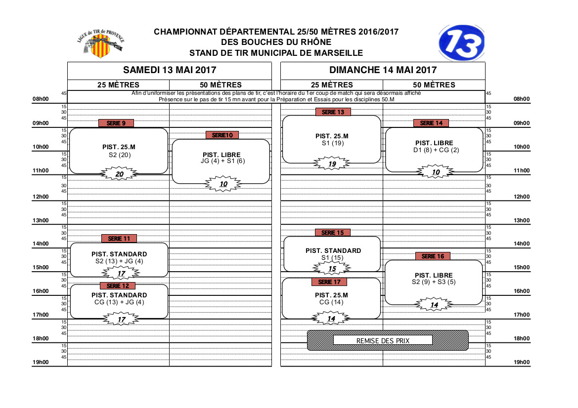 Plan de tir départementaux 2016-2017