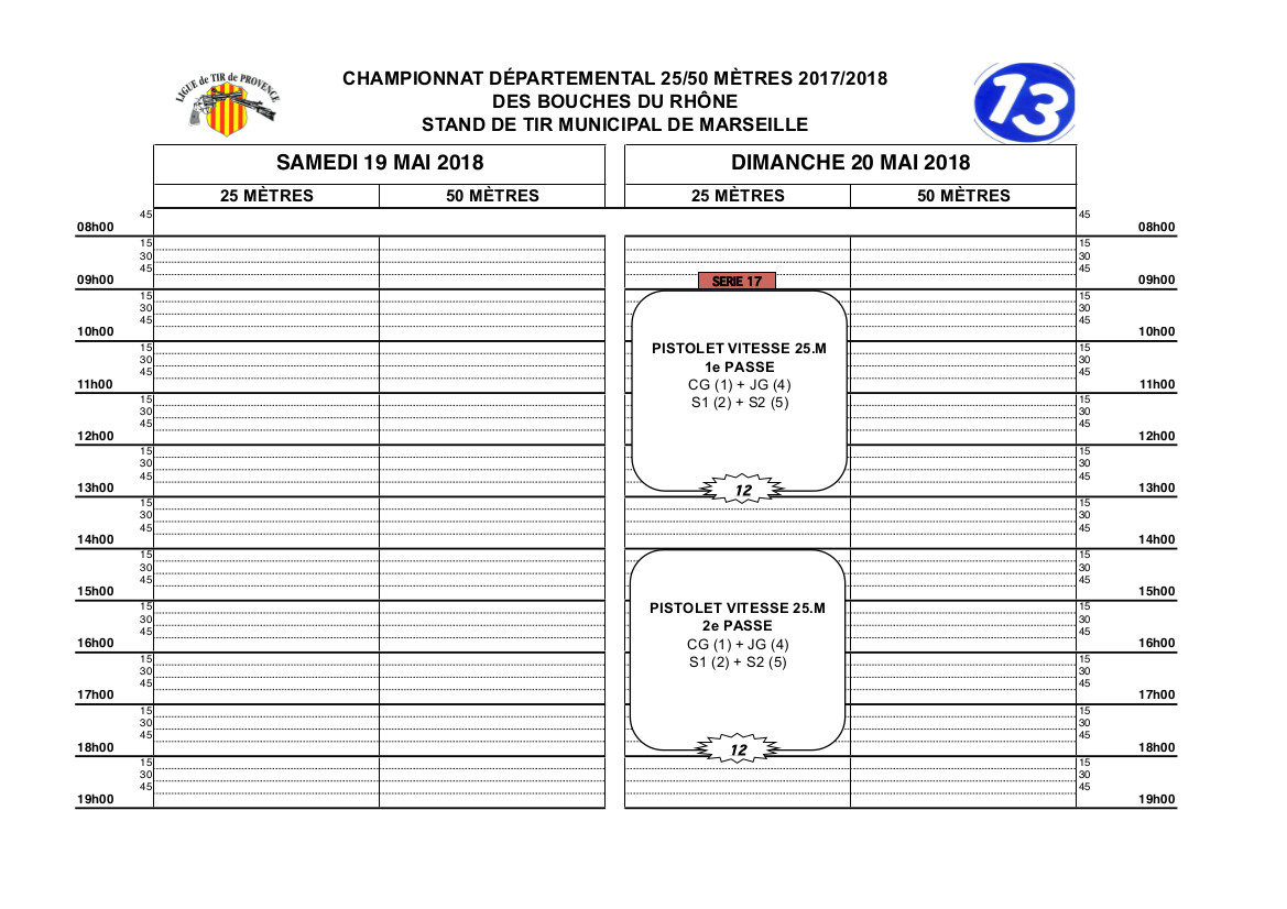 Plan de tir départementaux 2015-2016