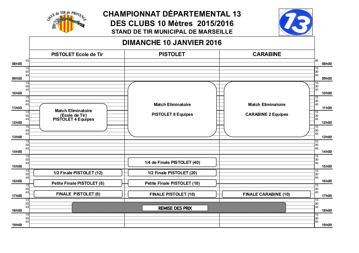 Plan de tir départementaux des clubs 10m