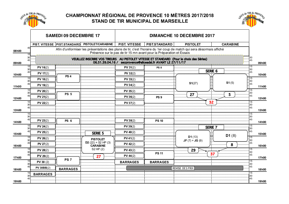 Plan de tir régionaux 2017-2018