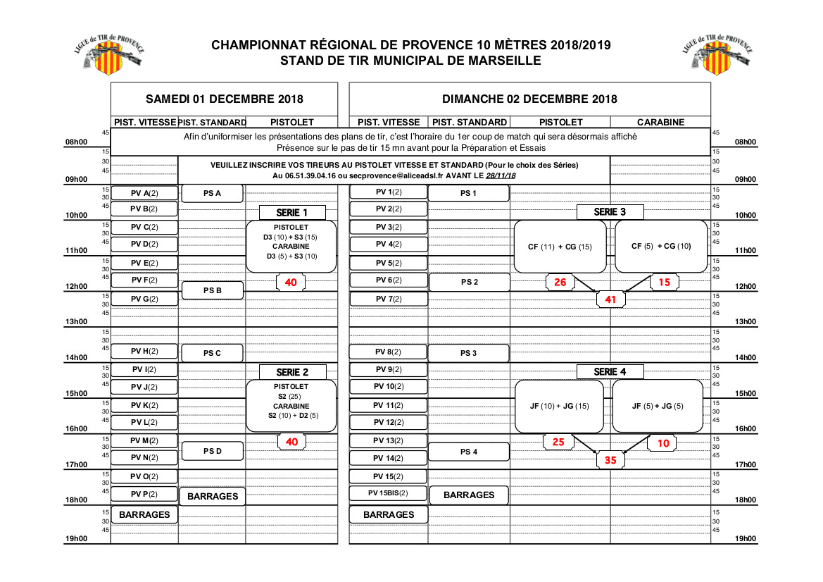 Plan de tir regionaux 2018-2019