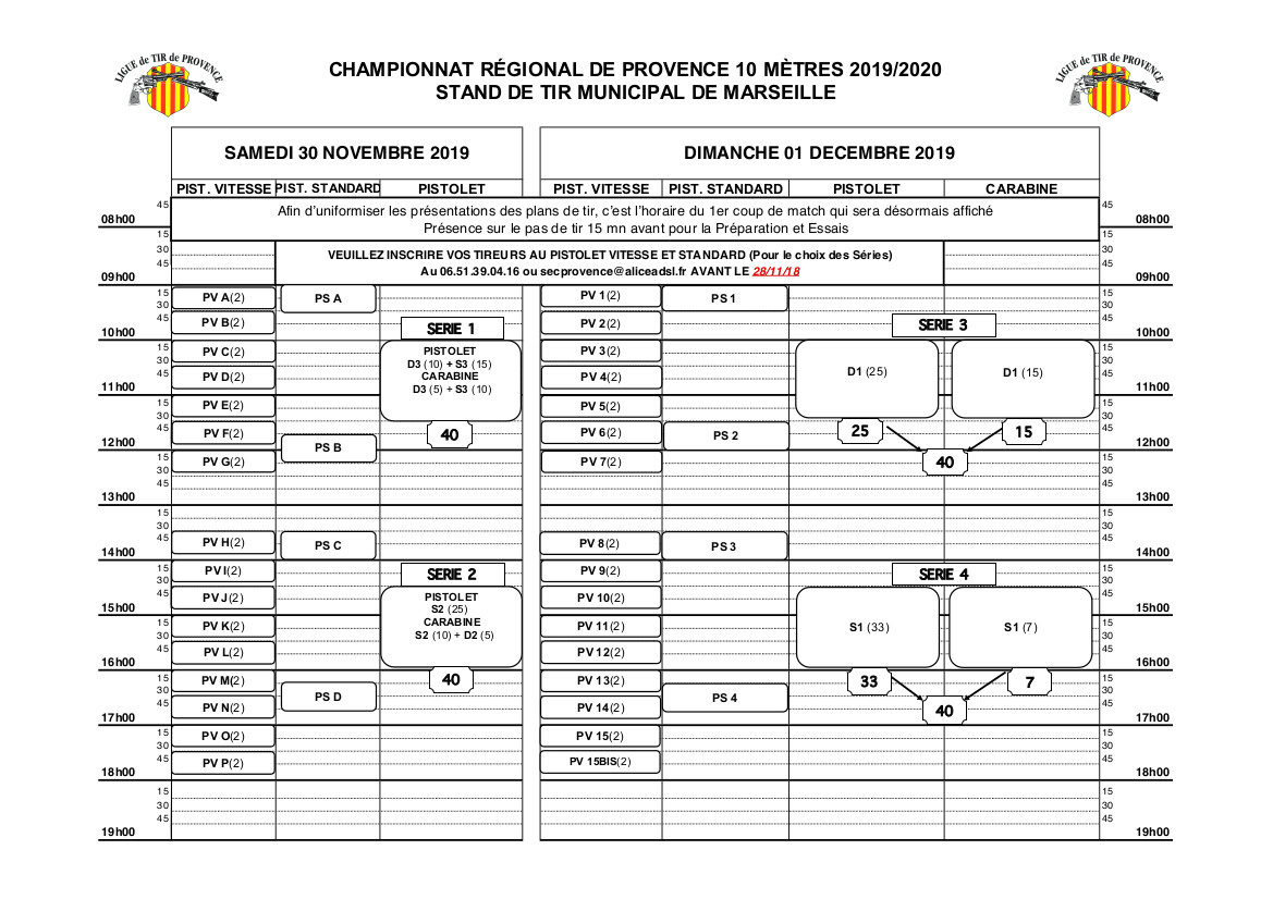 Plan de tir regionaux 2017-2018