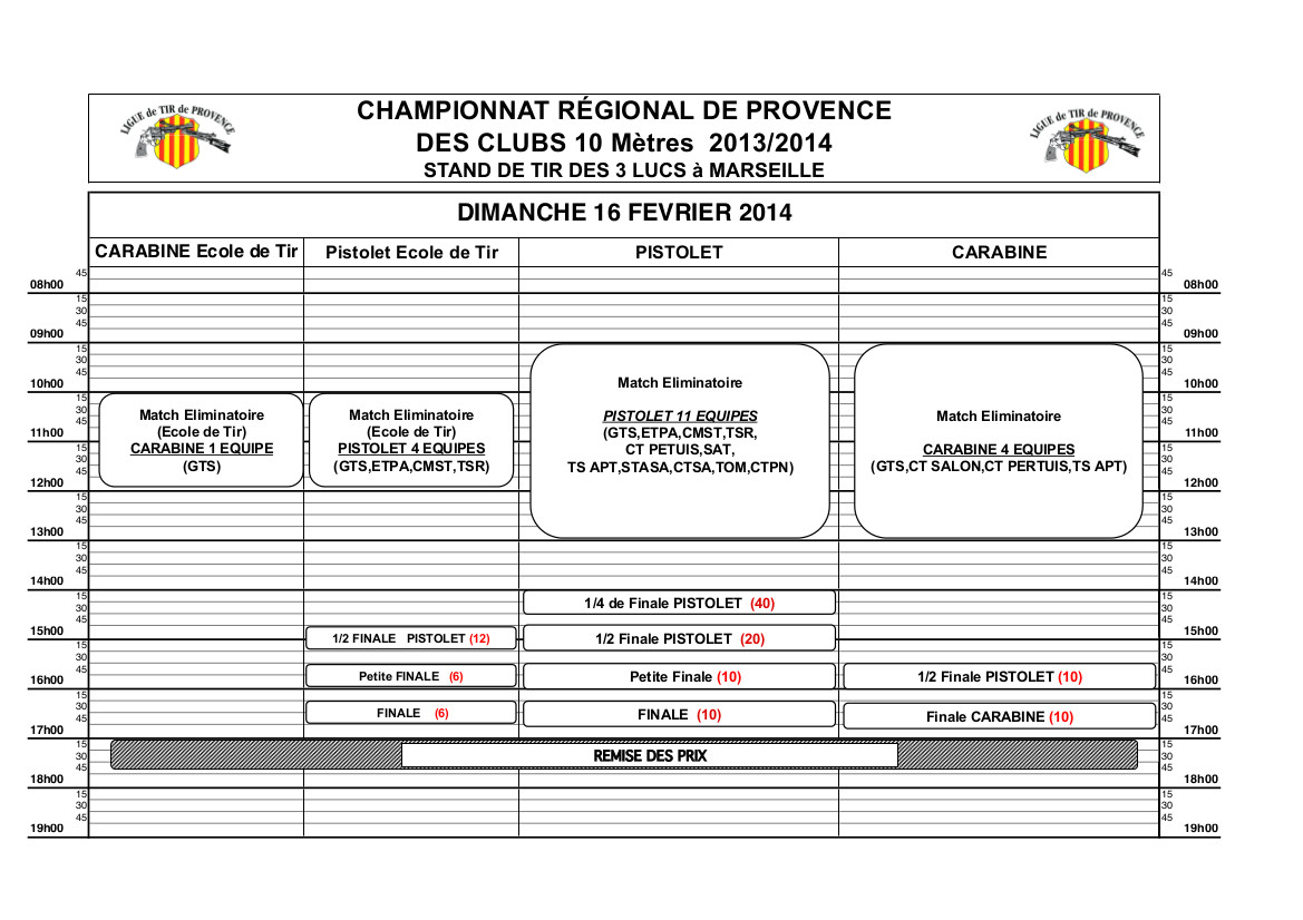 Plan de tir régionaux des clubs 10m