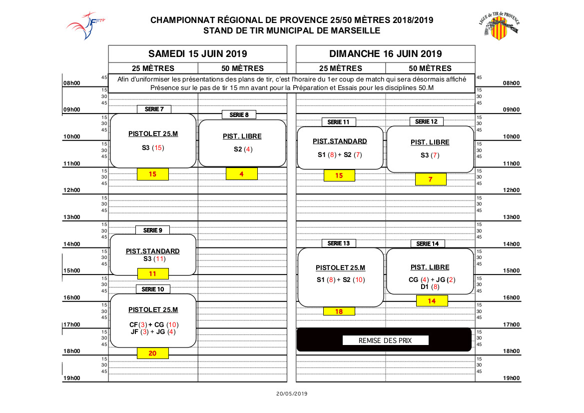 Plan de tir départementaux 2015-2016