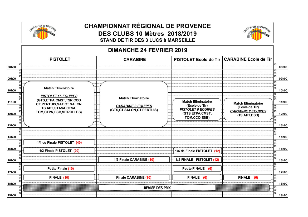 Plan de tir regionaux 2018-2019