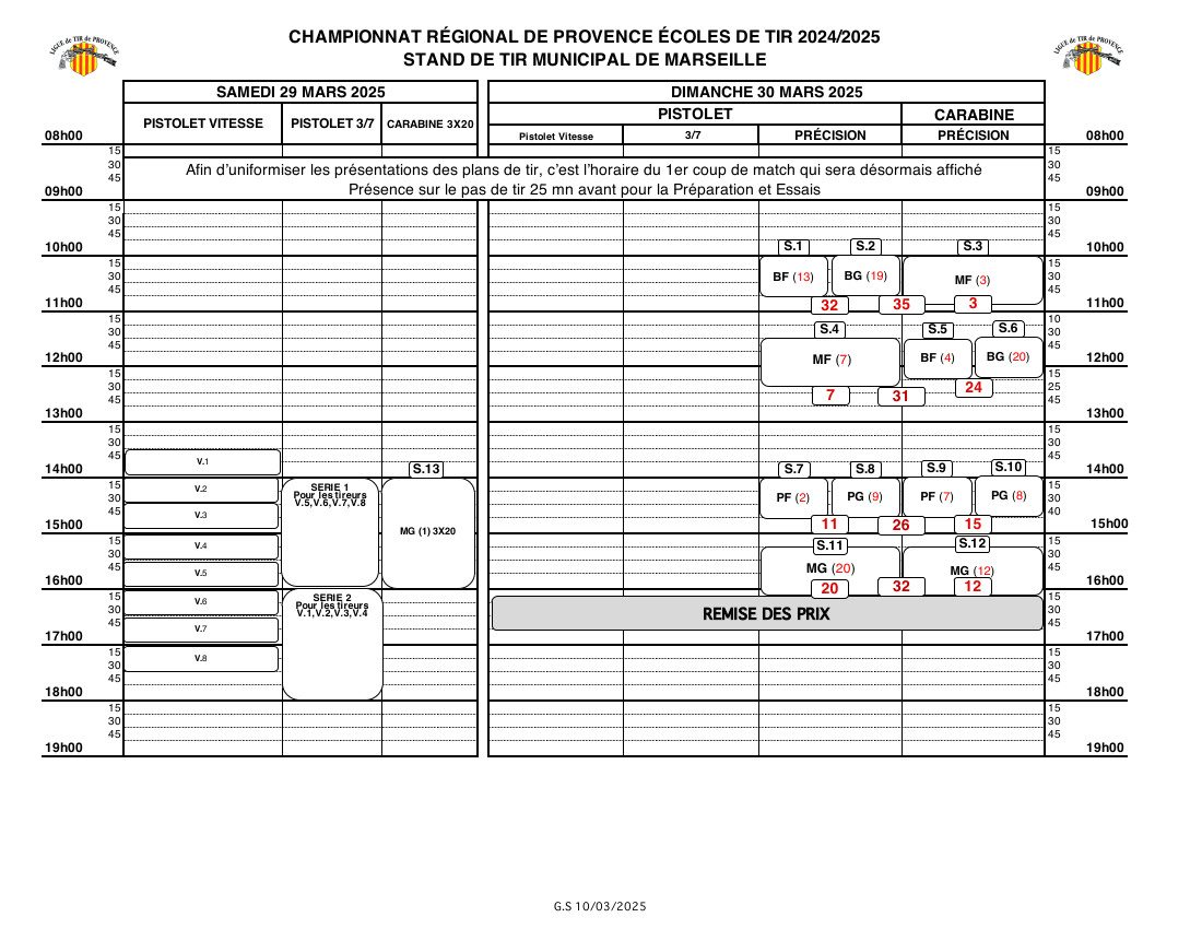 Plan de tir régionaux EDT