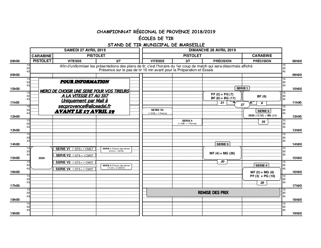 Plan de tir regionaux 2018-2019