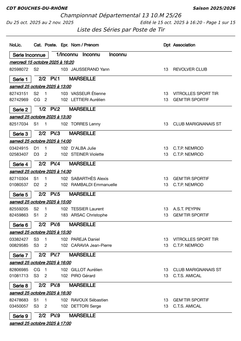 Séries dept 10m 25 26 