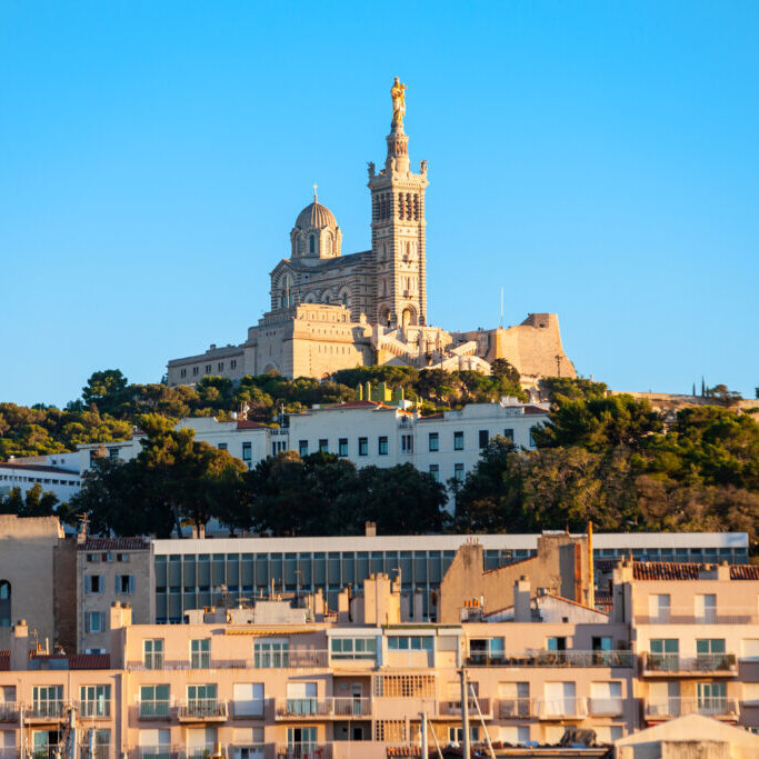 Notre Dame de la Garde or Our Lady of the Guard is a catholic church in Marseille city in France